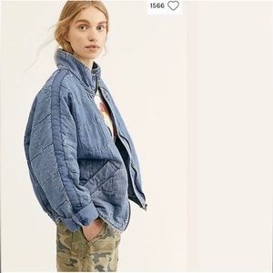 Free People Dolman quilted denim Jacket Sz S